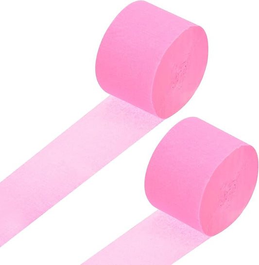 Crepe Paper Roll, Pink Crepe Paper Streamers Sheets, [for Party Streamer Decorations, Birthday Party] - 1.8 Inch x 82 ft / 2 Roll