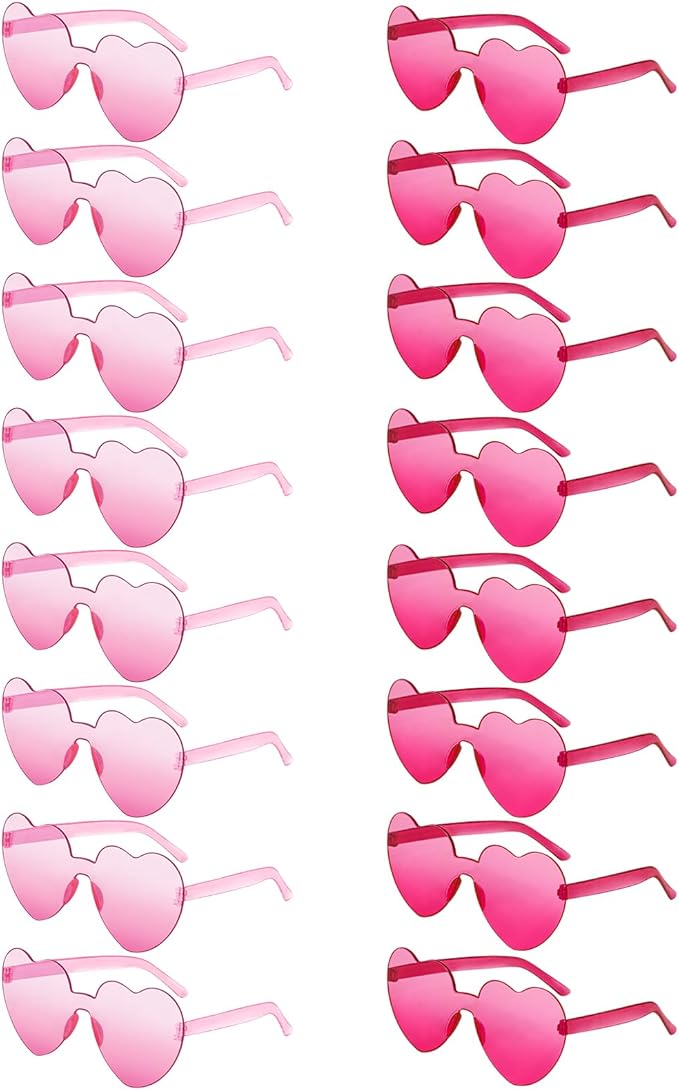 Matcheck 16 Heart Shaped Rimless Sunglasses Transparent Candy Colored Glasses Frameless Party Eyewear for Women