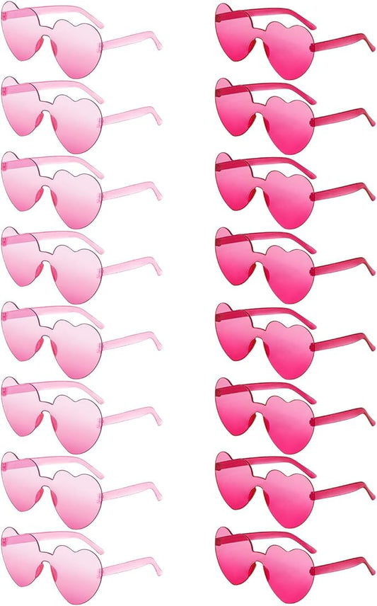Matcheck 16 Heart Shaped Rimless Sunglasses Transparent Candy Colored Glasses Frameless Party Eyewear for Women