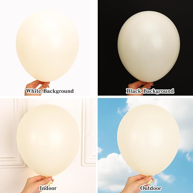 RUBFAC 135pcs Ivory White Balloons Different Sizes 18 12 10 5 Inch Latex Balloon Garland Arch for Party Decoration Birthday Gender Reveal Wedding Anniversary Baby Shower Party Supplies