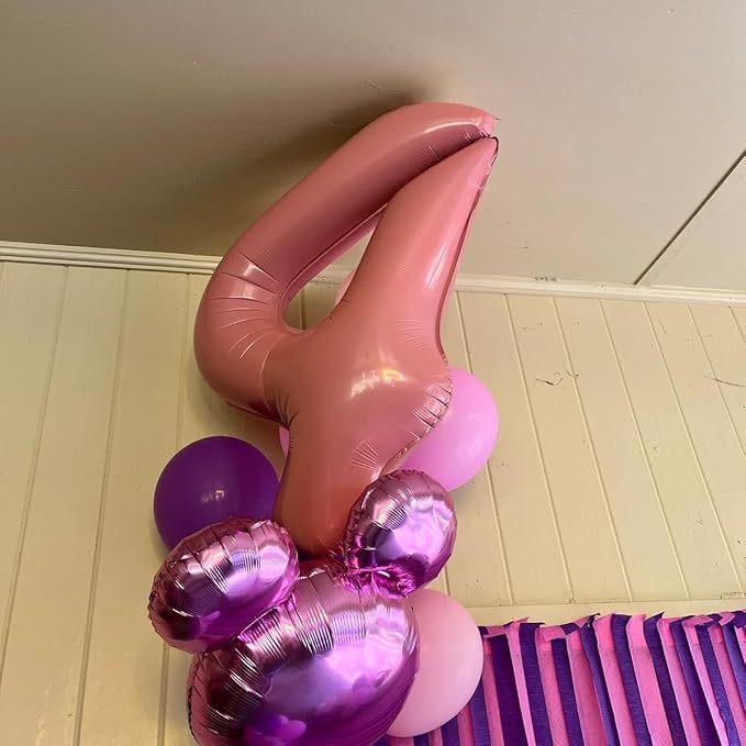 Pastel Pink 4 Balloons, 40 Inch Large Light Pink Foil Number Balloons 0-10, Self-Sealing 4th Birthday Balloon for Girls Women Anniversary Baby Shower Princess Party Decorations Supplies
