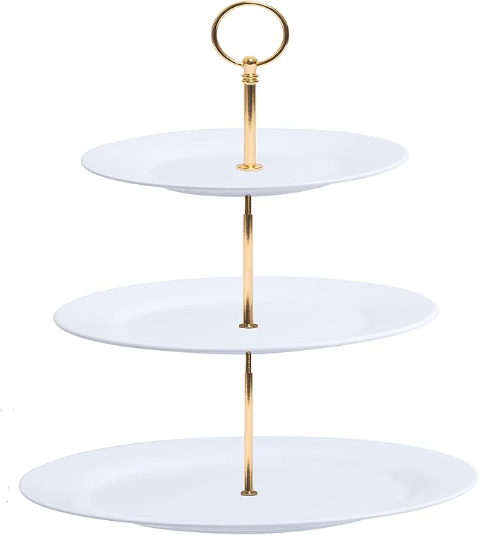TP 3-Tier Cupcake Stand Melamine Serving Tray Unbreakable Dessert Stand Fruit Candy Display Tower for Wedding Birthday Tea Party and Baby Shower, White