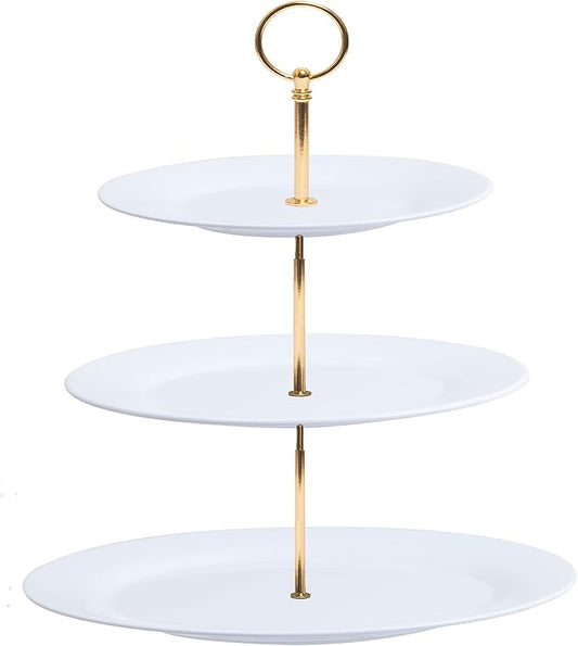 TP 3-Tier Cupcake Stand Melamine Serving Tray Unbreakable Dessert Stand Fruit Candy Display Tower for Wedding Birthday Tea Party and Baby Shower, White