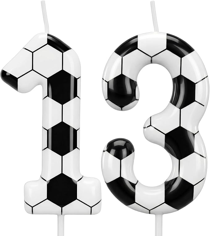 Soccer Number 13 Birthday Candle, 13th Birthday Candle Sport-Theme Cake Topper, Soccer Theme Party Decorations for Boys Girls, Party Supplies Birthday Gifts