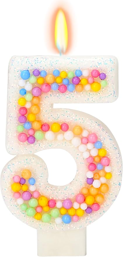 Number 5 Birthday Candle - Colorful Macaron Candles, 5 Candle Birthday Girl Women, Sweet Theme Birthday Party Supplies, Anniversary Party Cake Decorations