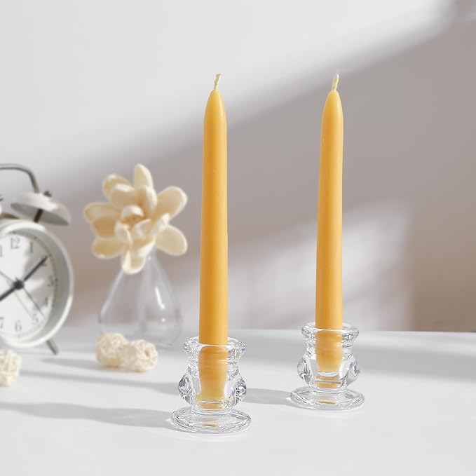 Clear Glass Candle Holders Set of 12-Taper Candlestick Holders Bulk for Wedding, Decoration and Dinning