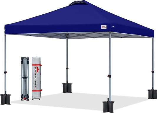 MASTERCANOPY Durable Pop-up Canopy Tent with Roller Bag (10x10, Dark Blue)