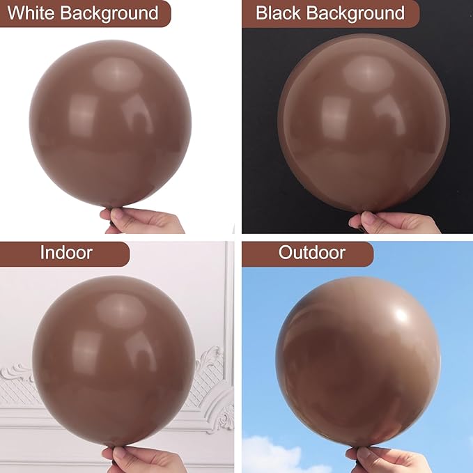 RUBFAC 135pcs Brown Balloons, Boho Coffee Latex Balloon Different Sizes 18 12 10 5 Inch for Garland Arch Wedding Baby Shower Jungle Safari Fall Birthday Bear Themed Party Decorations