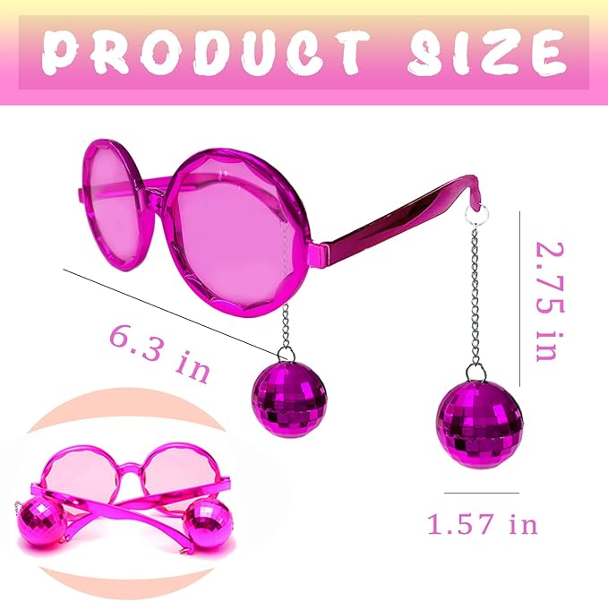 Retro Disco Ball Party Favors Funny Glasses 4 Pack, Disco Sunglasses Accessories for Women and Men