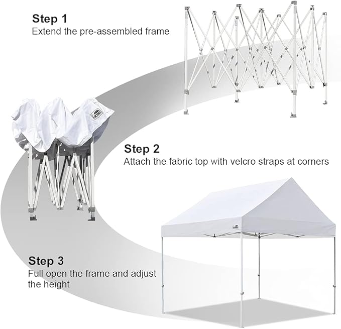 Eurmax USA Patented 10x10 Pop Up Canopy Tent Party Tent Commercial Instant Canopies Shelter with Heavy Duty Roller Bag,Bonus 4 Sand Bags (Dark Black)