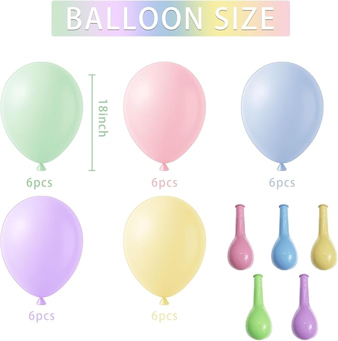 Pastel Balloons Latex Pastel Birthday Decorations 30 Pack 18 inch Round Helium Multicolor Macaron Rainbow Decor for Birthday Rainbow Party Baby Shower Wedding Easter Balloons Decorations