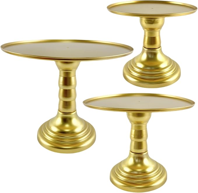 3 Pcs Gold Cake Stand Set Round Plastic Cupcake Stand Holder Dessert Table Display Set, Dessert Serving Platter for Tea Party, Birthday, Wedding, Baby Shower