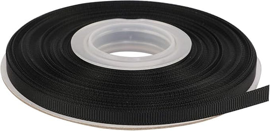 Ribbonitlux 1/4" Wide Solid Grosgrain Ribbon 25 Yards (030-Black）, Set for Gift Wrapping, Party Decor, Sewing Applications, Wedding and Craft