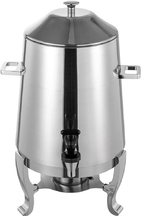 13L/3.43Gal Beverage Dispenser, Stainless Steel Hot Cold Drinks Urn with Fuel Stand, Thermal Tea Juice Milk Coffee Chafer Dispenser with Faucet for Parties Buffet Commercial Use (silver)