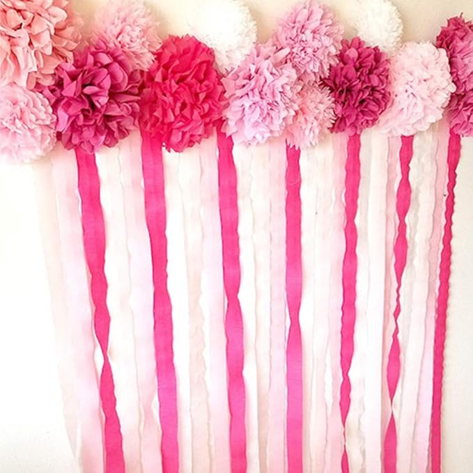 Binpeng Paper Pom Poms Hanging Paper Flower Ball Wedding Celebration Decorations Outdoor Decoration Flowers Craft for Birthday Party (White 6 PCS)