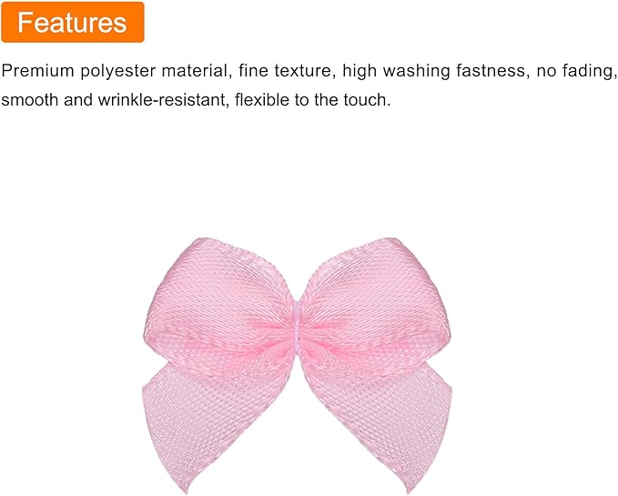 MECCANIXITY 50Pcs Mini Ribbon Bow 1" Mini Fabric Satin Ribbon Flower Bows for Craft DIY Sewing Wedding Birthday Party Pink
