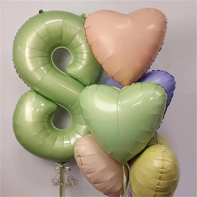 40 Inch Sage Green Foil Balloon Number 4, Large Self Inflating Olive Green Number Balloons 0-9 Helium Balloons Set for Girls Boys 4th Birthday Women Anniversary Jungle Safari Party Decoration Supplies