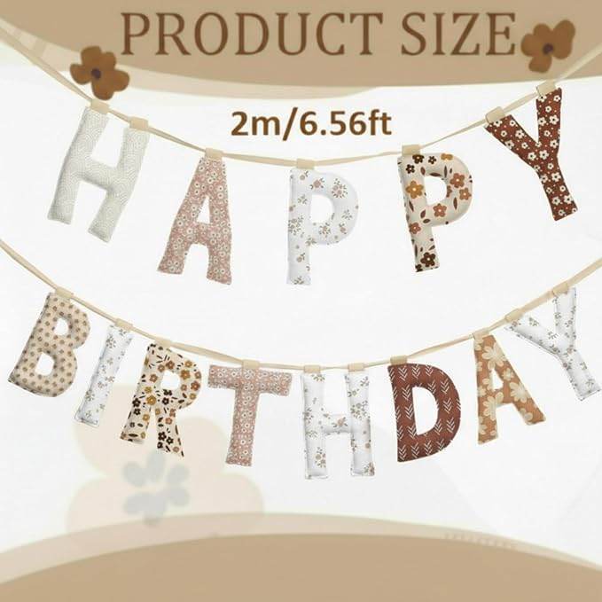 Suncalla Pre-strung Happy Birthday Banner Sign Reusable Felt Happy Birthday Garland Hanging Decorations Party Bunting Garland for Party Decor Photo Pro Home Backdrop (Boho)