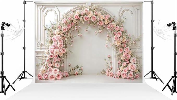 Kate 7×5ft (2.2×1.5m) White Plaster Line Wall Backdrop Photography Arched Flower Door Indoor Birthday Girl Party Party Wedding Maternal Portrait Background Photography Studio Props Photos Videos