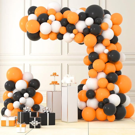 Orange Black White Balloon Garland Arch Kit - Orange Black White Balloons for Retirement Class of 2026 Graduate Congratulations Halloween Birthday Party Decorations