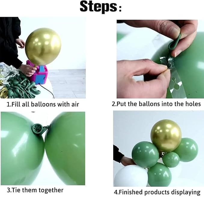 137PCS Sage Green Balloon Garland Arch Kit White Gold Confetti Balloons Retro Green Balloon and Gold Metallic Chrome Latex Balloons for Wedding Birthday Baby Shower Decorations