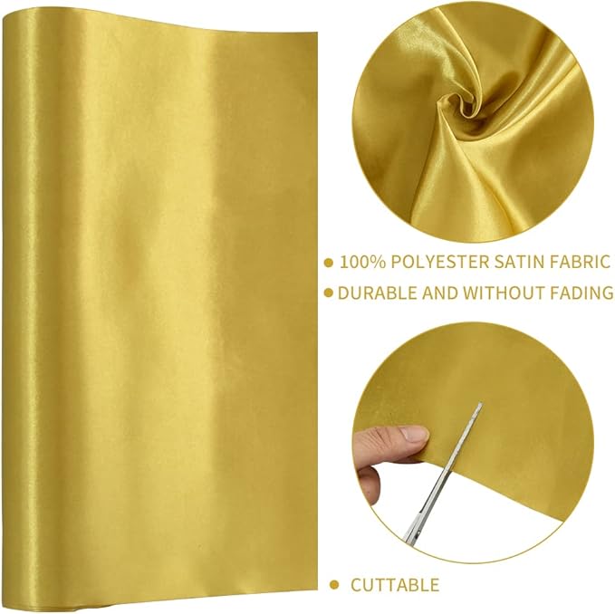 TONIFUL 12 Inch X 11yds Dark Gold Satin Ribbon Extra Wide Christmas Ribbon for Outdoor Use, Ribbon Cutting Ceremony, Grand Opening Ribbon, Table Runner, Chair Sash, Gift Wrapping, Wedding Decoration