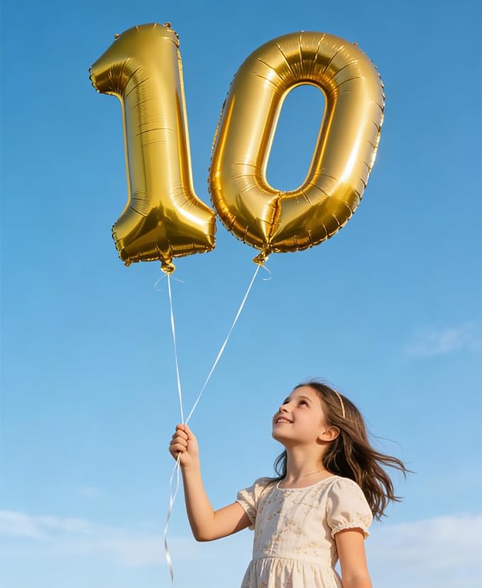 40 inch Number Balloon 0-9 Gold Large Number 1 Balloons,Digital Balloons for Birthday Party Celebration Decorations Supplies, Helium Foil Number Balloons for Wedding Anniversary