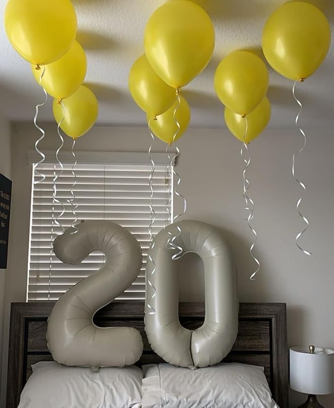 40 Inch Cream Number Balloons 0-9, Giant Self-Sealing Beige Foil Number 0 White Sand Digit Helium Balloon for Boys Girls Women Men Party Anniversary Supplies Decorations