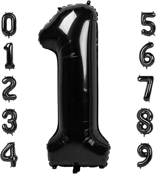 Number Balloons Black 1 Balloon for Birthday Party, One Happy Birthday Decorations, 40 Inch Large One Balloon for 1st Girl Boy Baby Shower 10 11 15 16 18 21 Photo Shoot