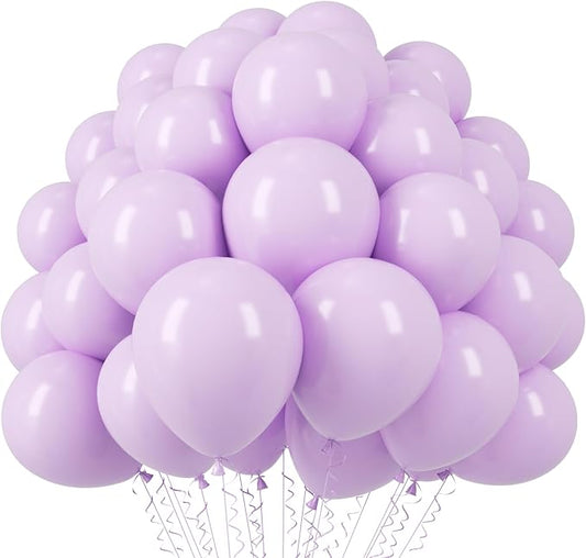 Voircoloria 110pcs Pastel Purple Balloons 12inch Light Purple Latex Party Balloons for Graduation, Easter, Wedding, Birthday, Bridal Shower, Rainbow Party, Baby Shower, Anniversary Party Decorations
