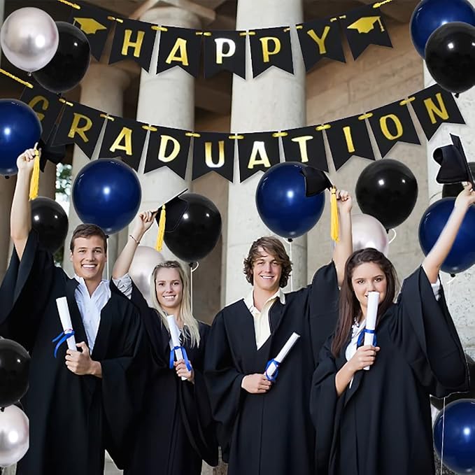 Dark Blue, Navy Blue Black Silver Balloon Garland Kit - Dark Royal Blue Black Balloons Metallic Silver Balloons for Men 30th 40th 50th Birthday Video Game Graduation Retirement Party Decorations
