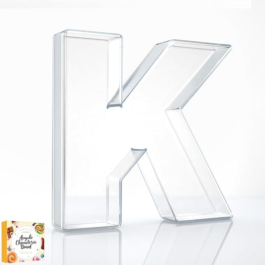 10" Acrylic Charcuterie Letters Fillable Tray, Reusable Alphabet Number Shaped Serving Plates for Charcuterie Board, Display Fruit, Candy, Cake, Party Decor, Birthday, Anniversary（K）