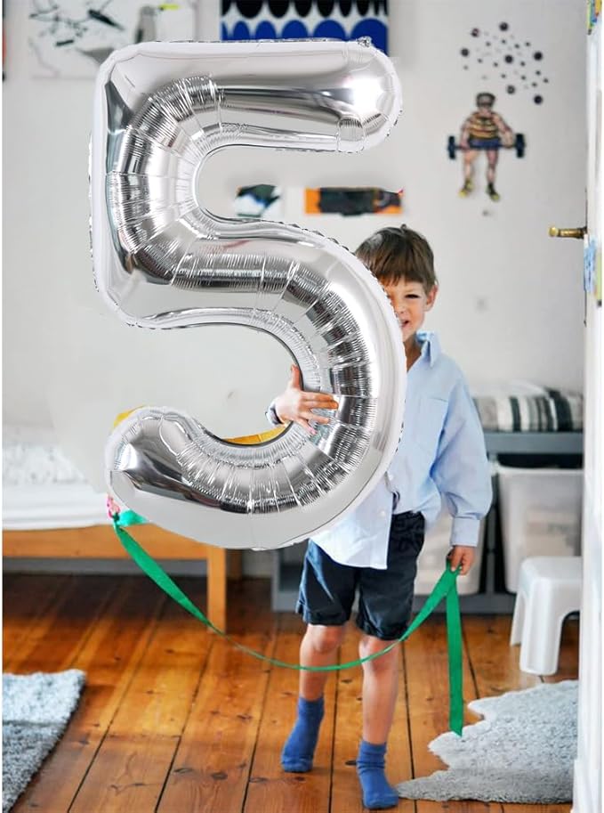 TONIFUL 40 Inch Silver Large Numbers Balloons 0-9, Number 6 Digital 6 Helium Foil Mylar Big Number Balloons for 2026 Graduation New Year Eve Birthday Party Anniversary Supplies Decorations