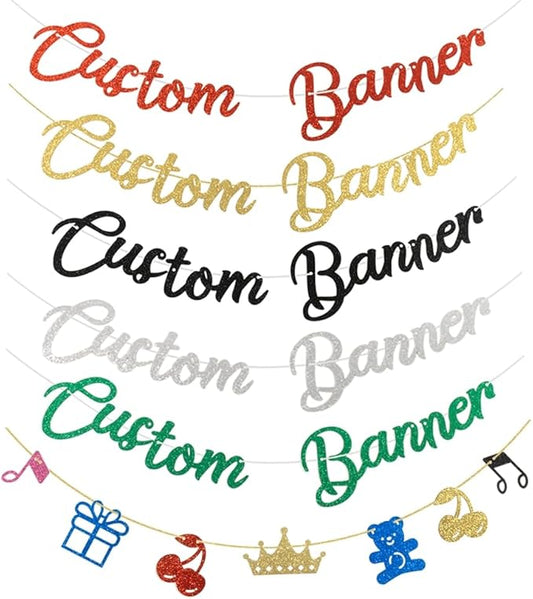 Custom Letter Banner Personalized Glitter Banner Customized Party Banner For Birthday Wedding Anniversary Baby Shower Bridal Shower Party Decorations