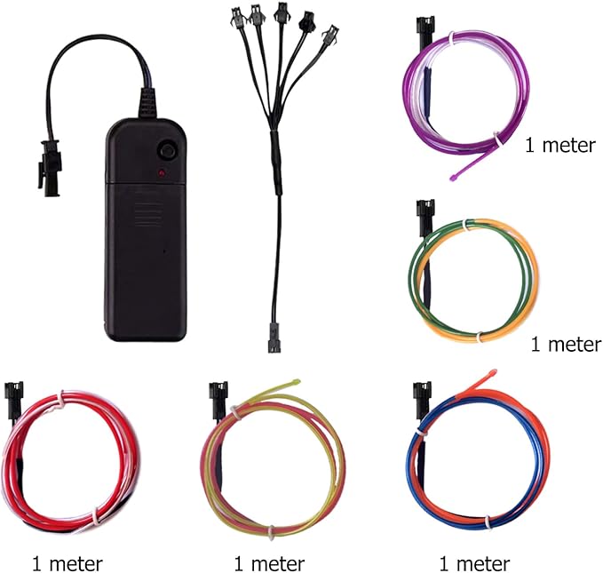 Multicolor Neon Light 5-in-1 Meter Wire,Portable Battery Pack Decorative Wire, Suitable for Birthday Parties, Thanksgiving, and Other Occasions.