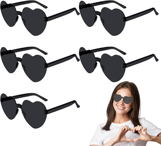 PLULON Heart Sunglasses for Women 5/12/25 Pcs, Heart Glasses Valentine Day Rimless Shaped Candy Color Fun Glasses Party Favor
