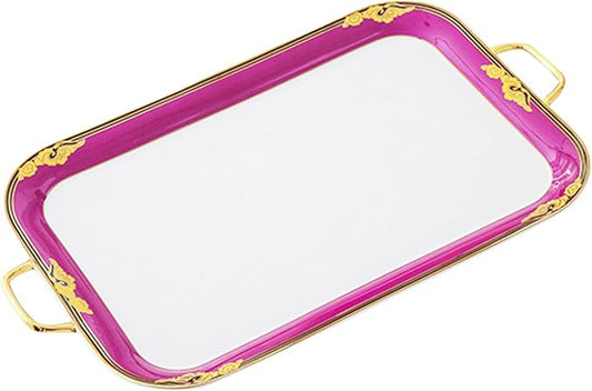 ACMLIFE Serving Platter - Bone China Tea Set Tray Fine Porcelain Serving Tray Platter, 20 Inch Red and White Serving Tray Serve Party, Tea Set, Appetizers, Fruit, Veggies, & Desserts (Red)