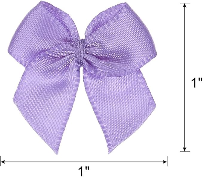 MECCANIXITY 50 Pcs Mini Ribbon Bow 1" Mini Fabric Satin Ribbon Flower Bows for Craft DIY Sewing Wedding Birthday Party Gift Wrap Bows Dark Purple
