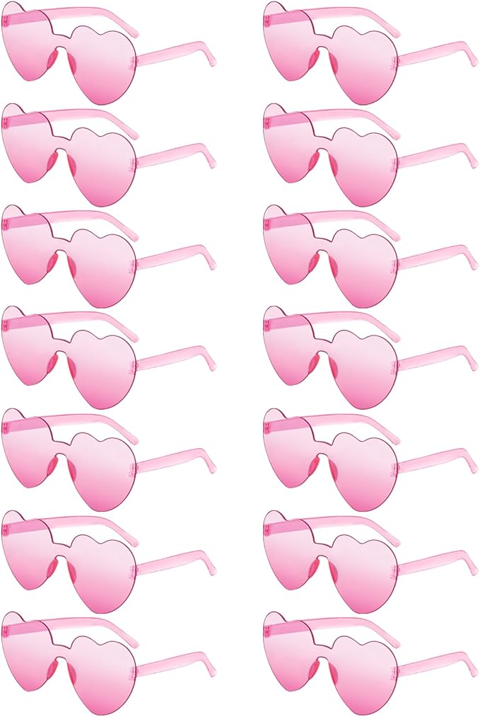 14/42 Pack Heart Sunglasses for Women, Fun Cute Rimless Transparent Candy Color Heart Glasses Party Favors