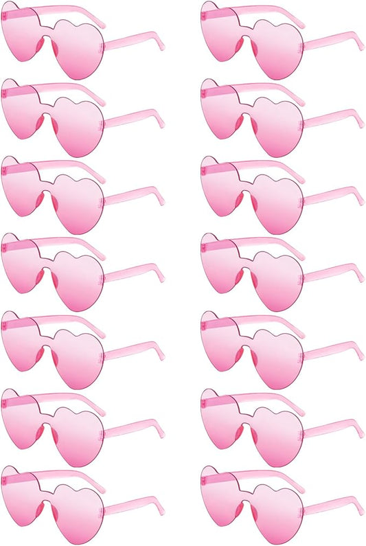 14/42 Pack Heart Sunglasses for Women, Fun Cute Rimless Transparent Candy Color Heart Glasses Party Favors