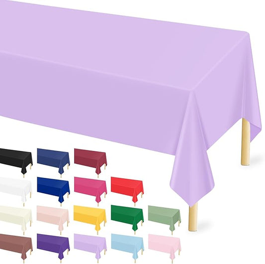 Mulbozy 12 Pcs Light Purple Plastic Tablecloth for Rectangle Table, 54 × 108 inches Disposable Purple Party Table Covers for Birthday, Anniversary, Wedding, Fine Dining, Graduation Party Decoration…