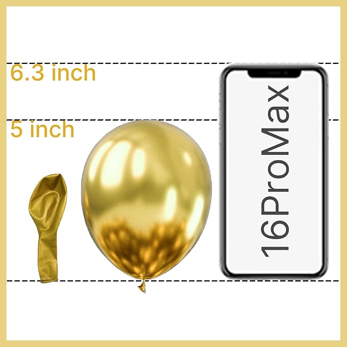 PartyWoo Metallic Gold Balloons 50pcs 5 Inch Chrome Gold Latex Balloons for Birthday Graduation Baby Shower Anniversary Wedding Bachelorette Christmas New Year Tea Party Decorations Gold-G129
