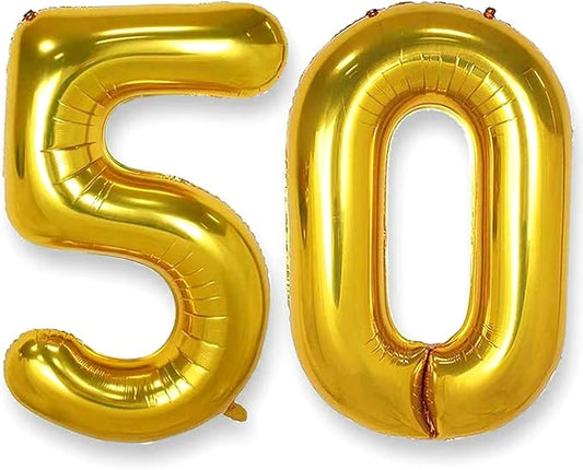 AULE 40 Inch Jumbo Gold Foil Mylar Number Balloons for Men Women 50th Birthday Party Decorations 50 Years Old Anniversary Party Supplies