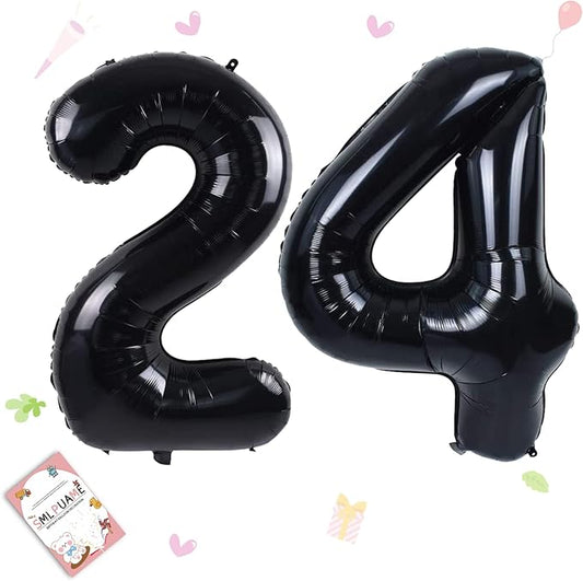 40 inch Number Balloon 0-9 Black Large Number 24 Balloons,Digital Balloons for Birthday Party Celebration Decorations Supplies, Helium Foil Number Balloons for Wedding Anniversary