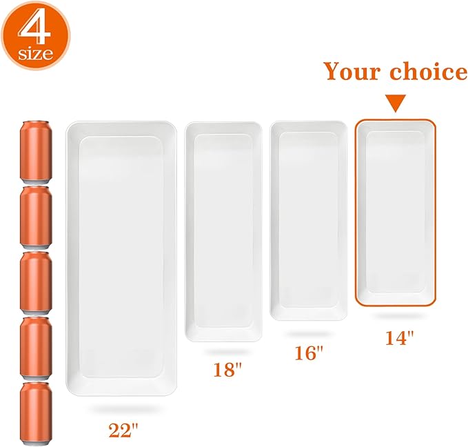 Serving Tray Platter Rectangle, 2 Pcs Long Narrow Food Tray for Veggie Fruit Snack Dessert, Plastic White Food Trays for Party Supplies Display, Rectangular Platters for Serving Food, BPA Free