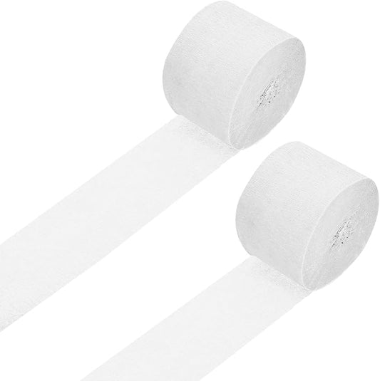 Crepe Paper Roll, White Crepe Paper Streamers Sheets, [for Party Streamer Decorations, Birthday Party] - 1.8 Inch x 82 ft / 2 Roll
