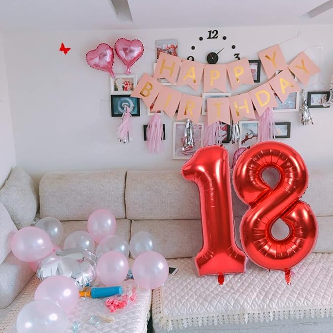 TONIFUL 40 Inch Red Large Numbers Balloons 0-9, Number 8 Digital 8 HeliumFoil Mylar Big Number Balloons for 2026 Mother's Day New Year Eve Graduation Valentine's Day Birthday Party Anniversary Party