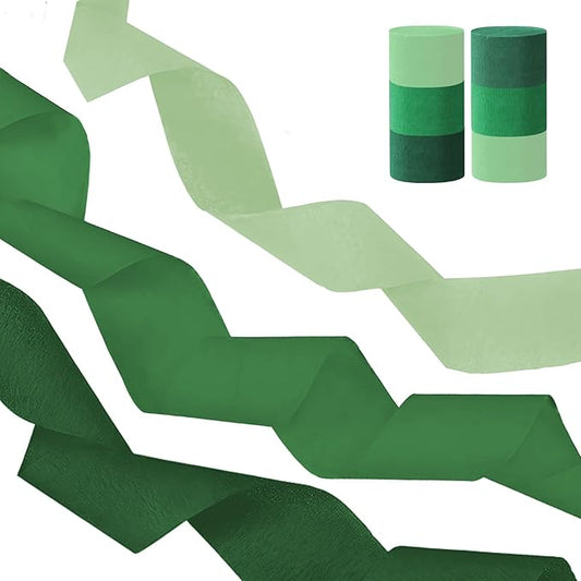 Green Crepe Paper Streamers,Party Streamers for Sports Events,Birthday Party,Graduation Decorations, 6 Rolls（82 Feet Long x 1.77 Inch）