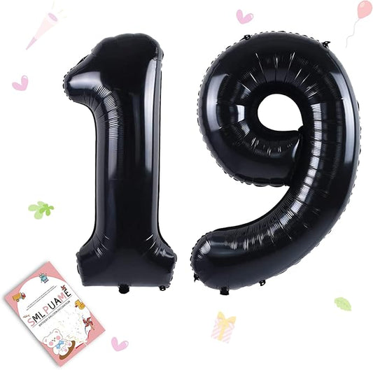 40 inch Number Balloon 0-9 Black Large Number 19 Balloons,Digital Balloons for Birthday Party Celebration Decorations Supplies, Helium Foil Number Balloons for Wedding Anniversary