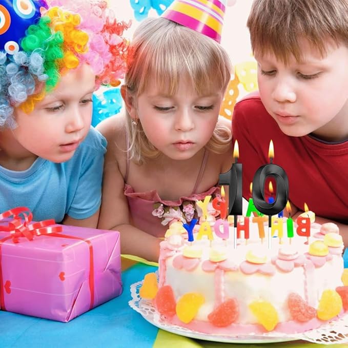 10th Black Birthday Candles 10 Birthday Candle 10 Candle Black Velas De Cumpleaños